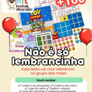 KIT FESTA INFANTIL EDITÁVEL — 10 MODELOS DE LEMBRANCINHAS E ATIVIDADES