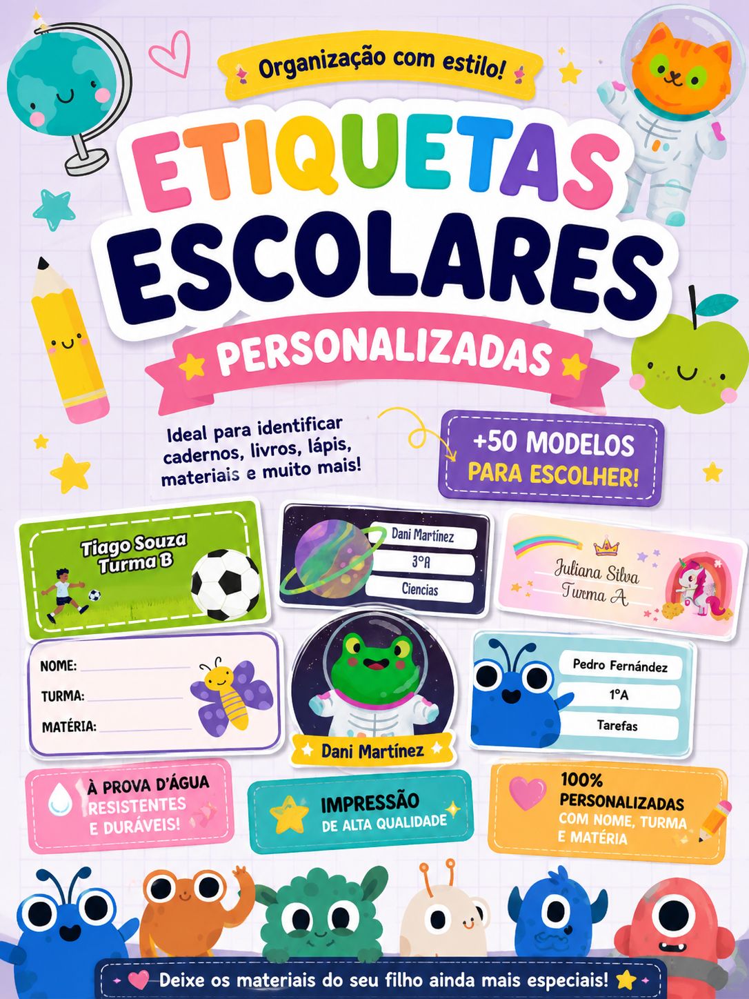 Etiquetas Escolares Personalizadas editaveis