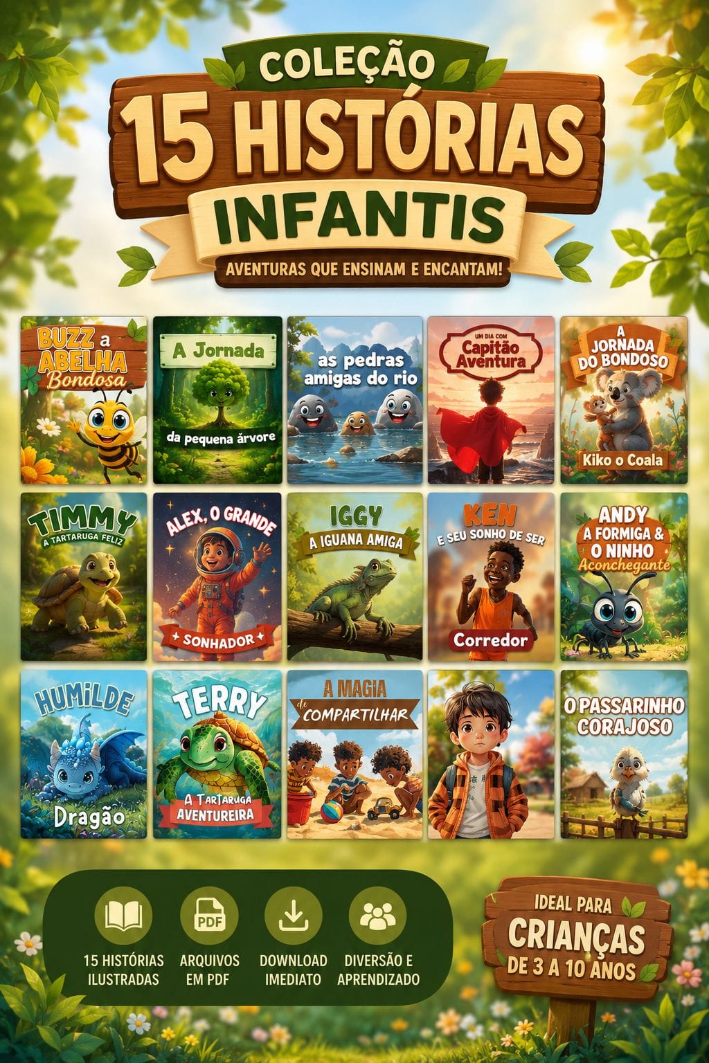 Coleção com 15 Histórias Infantis Ilustradas em PDF
